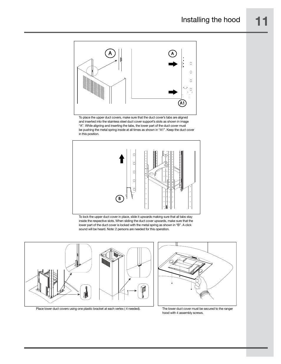 Installing the hood | Electrolux RH42PC60GS User Manual | Page 11 / 21