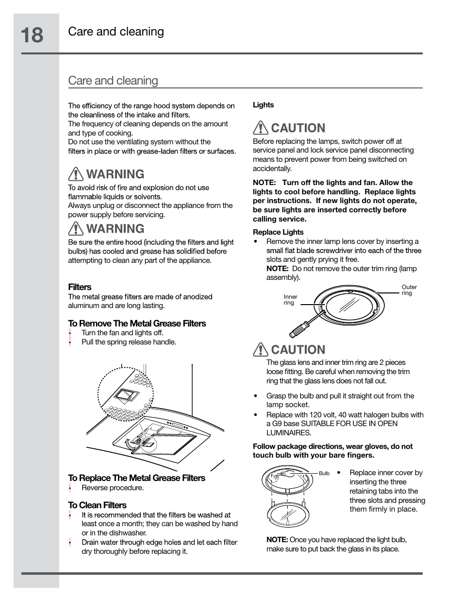 Care and cleaning | Electrolux RH42PC60GS User Manual | Page 18 / 21