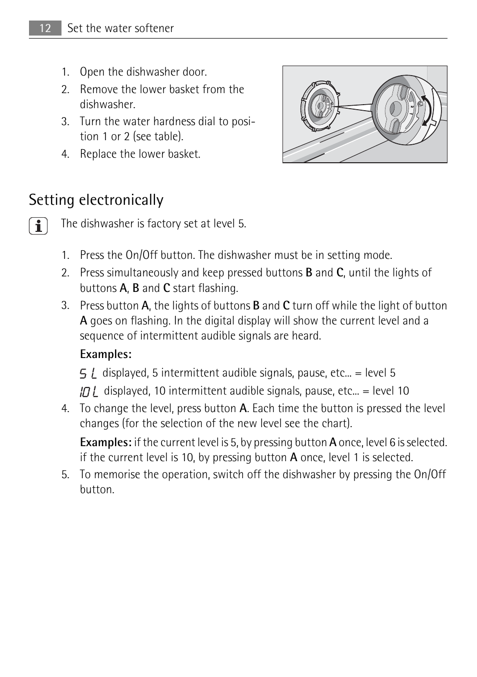 Setting electronically | Electrolux 65011 VI User Manual | Page 12 / 40