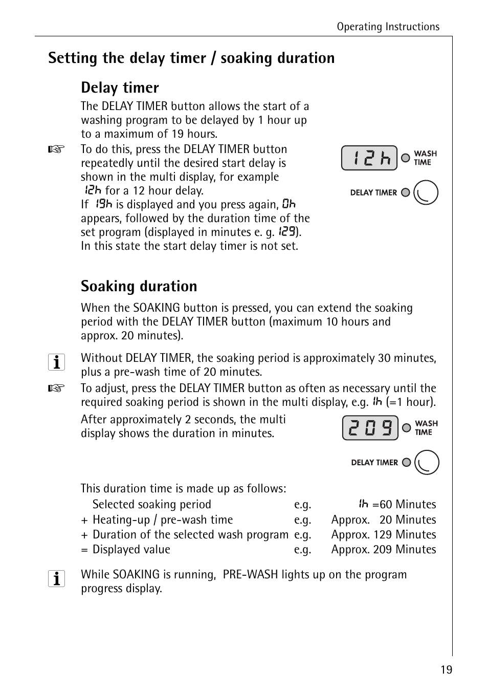 Soaking duration | Electrolux 76639 User Manual | Page 19 / 52