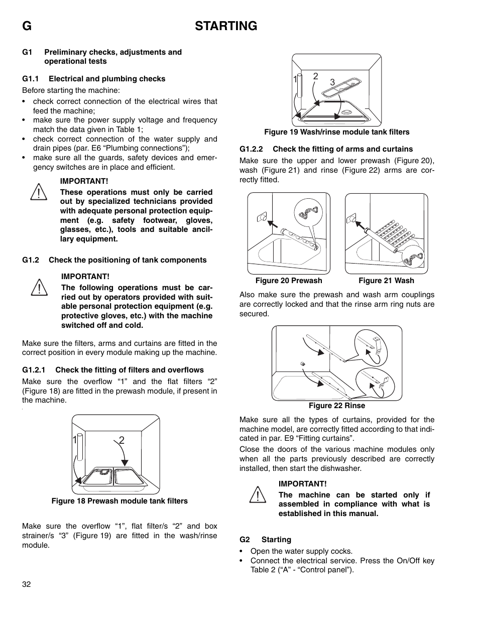 G1.1, G1.2.1, G1.2.2 | Gstarting | Electrolux 534074 User Manual | Page 30 / 40