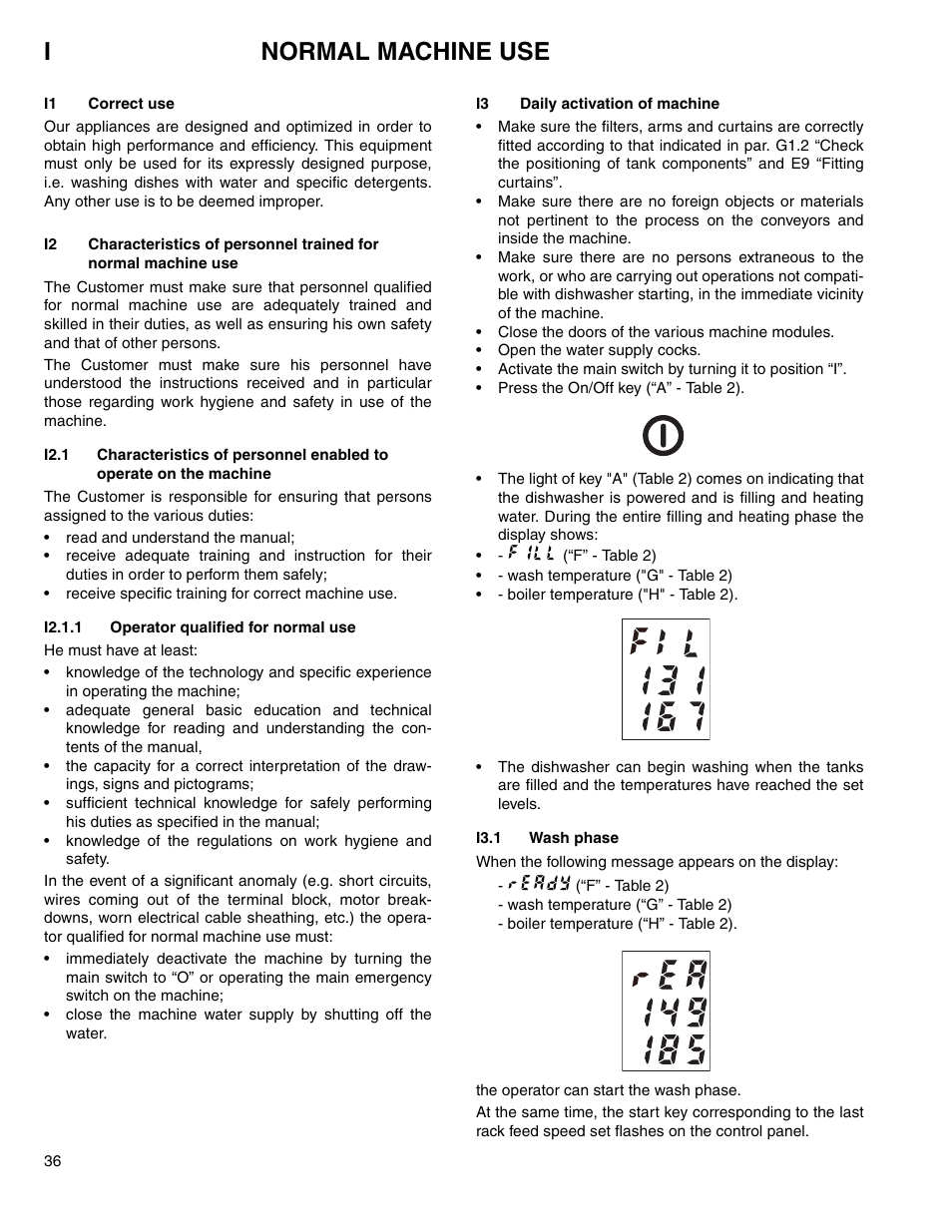 I2.1, I2.1.1, Inormal machine use | Electrolux 534074 User Manual | Page 34 / 40