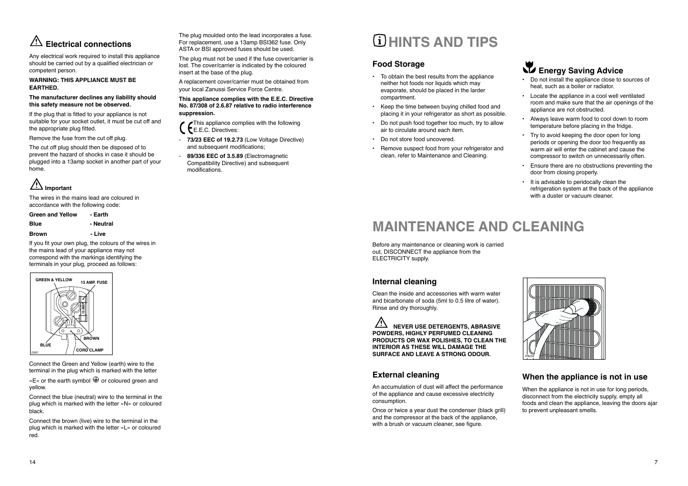Maintenance and cleaning, Hints and tips | Electrolux ZI9235 User Manual | Page 14 / 20
