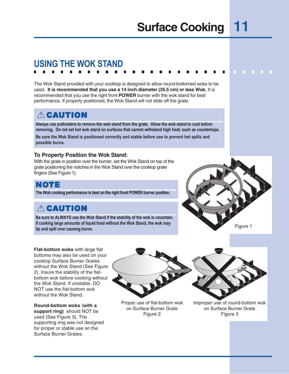 Surface cooking, Using the wok stand | Electrolux 318 200 687 User Manual | Page 11 / 20