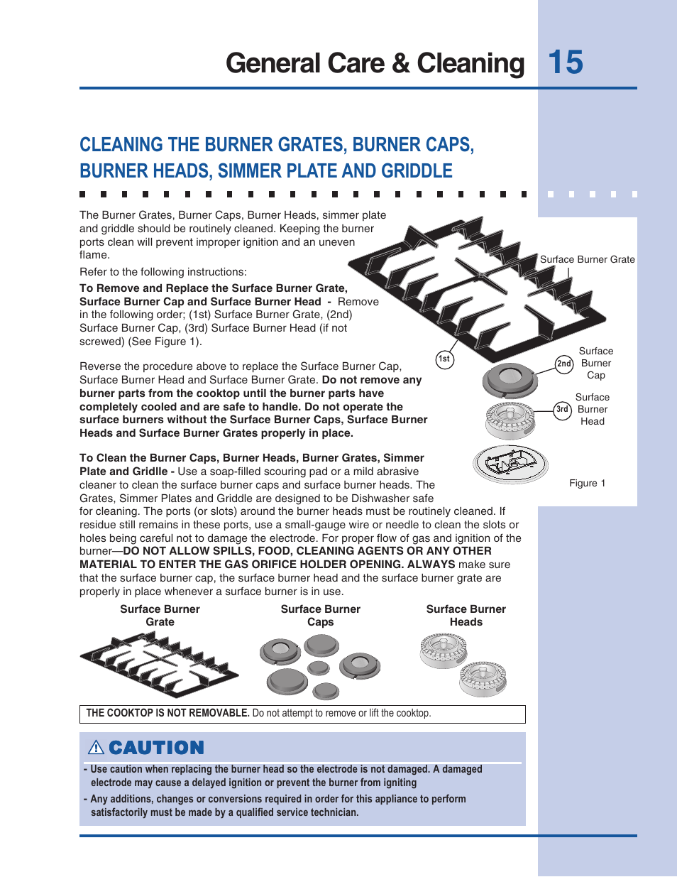 General care & cleaning, Ca caution ution ution ution ution | Electrolux 318 200 687 User Manual | Page 15 / 20