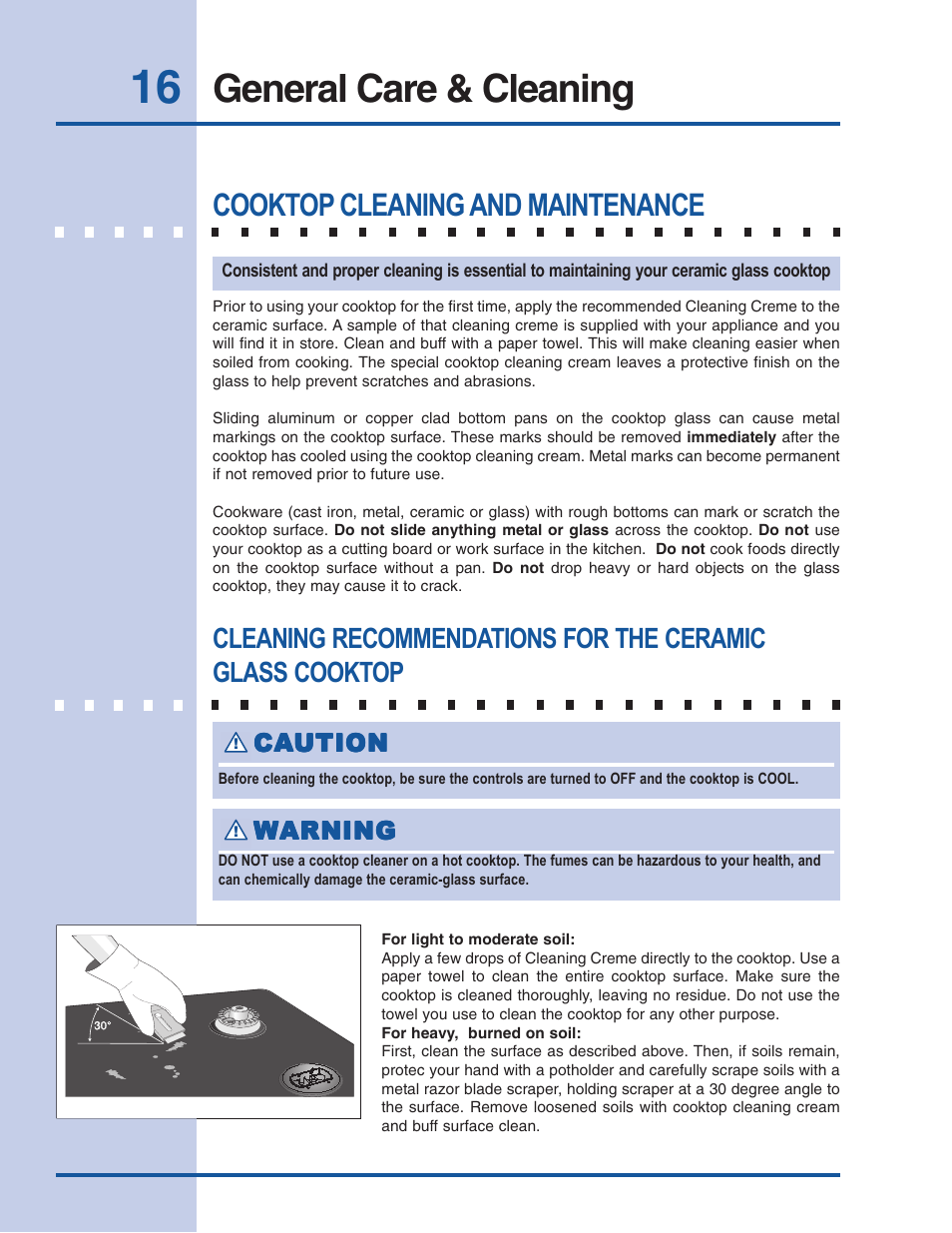 General care & cleaning, Cooktop cleaning and maintenance | Electrolux 318 200 687 User Manual | Page 16 / 20