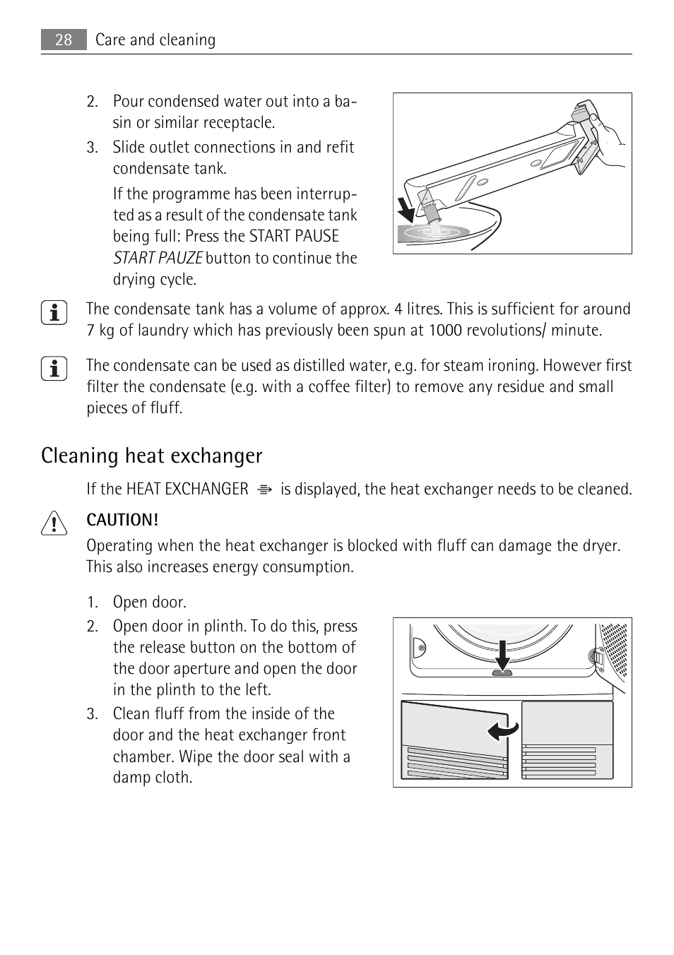 Cleaning heat exchanger | Electrolux 58840R User Manual | Page 28 / 44