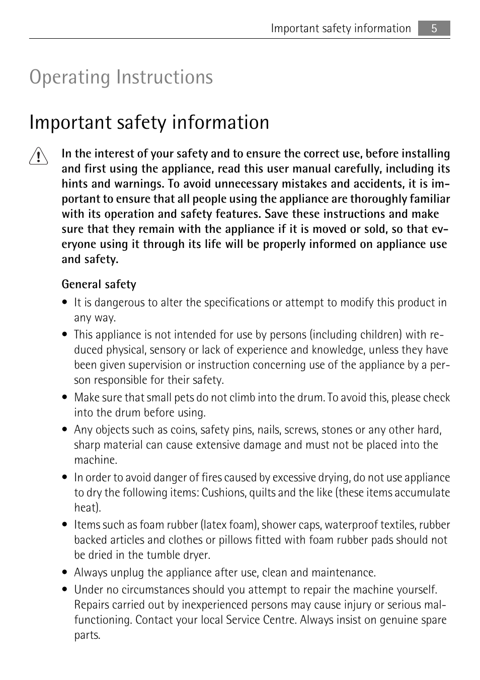 Electrolux 58840R User Manual | Page 5 / 44