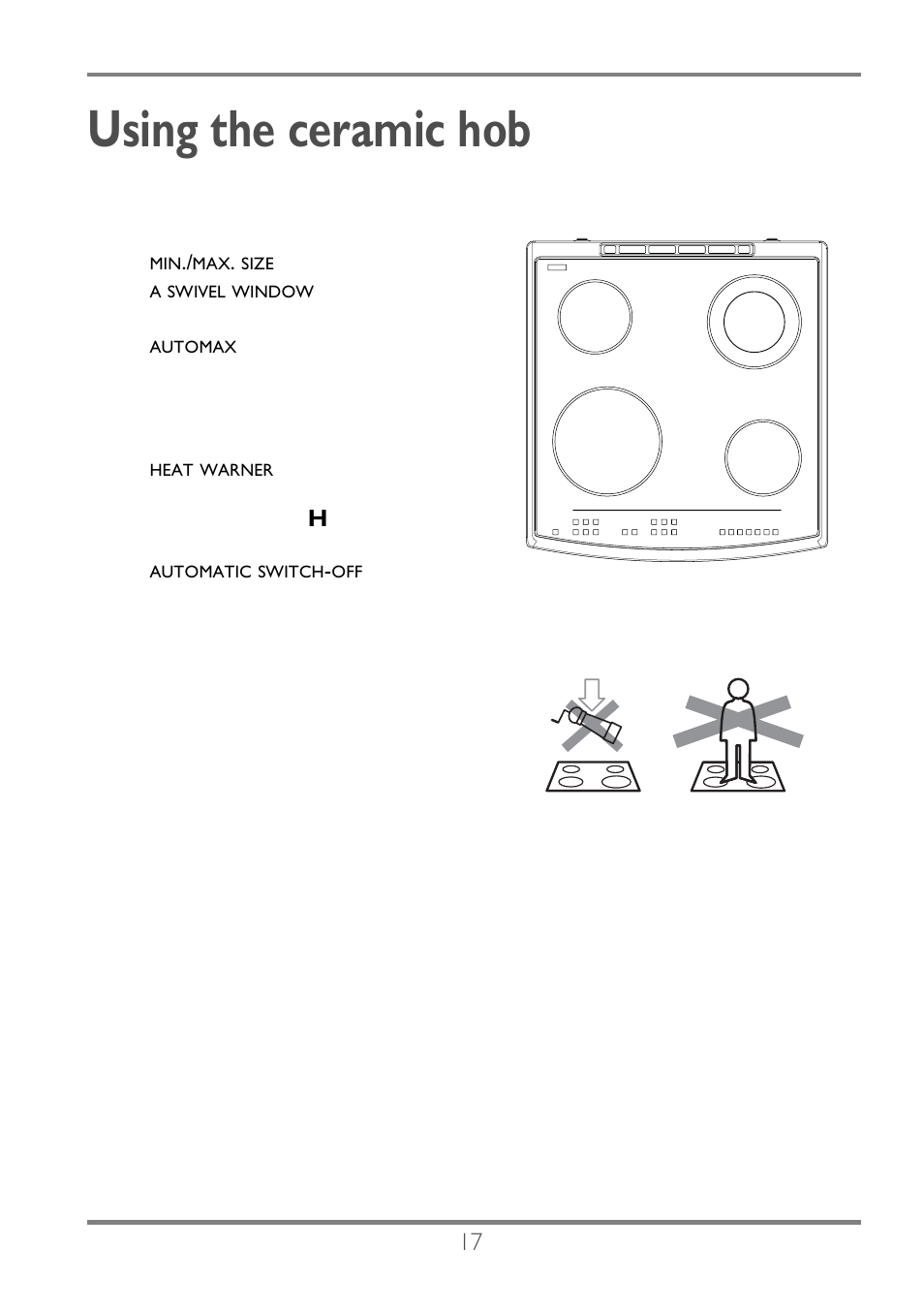 Using the ceramic hob | Electrolux EKC60752 User Manual | Page 18 / 72