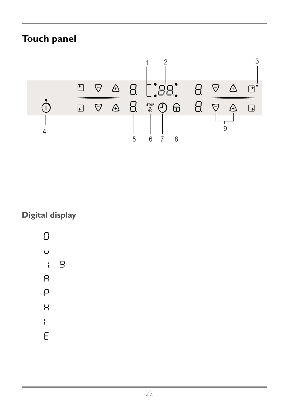 Touch panel, Digital display | Electrolux EKC60752 User Manual | Page 23 / 72