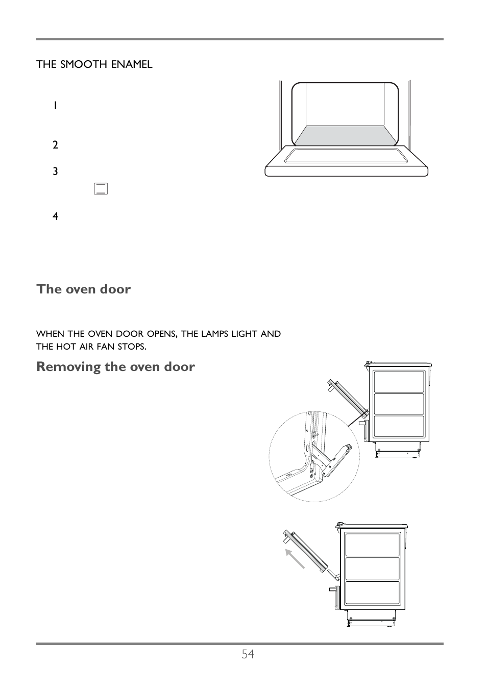 The oven door, Removing the oven door | Electrolux EKC60752 User Manual | Page 55 / 72