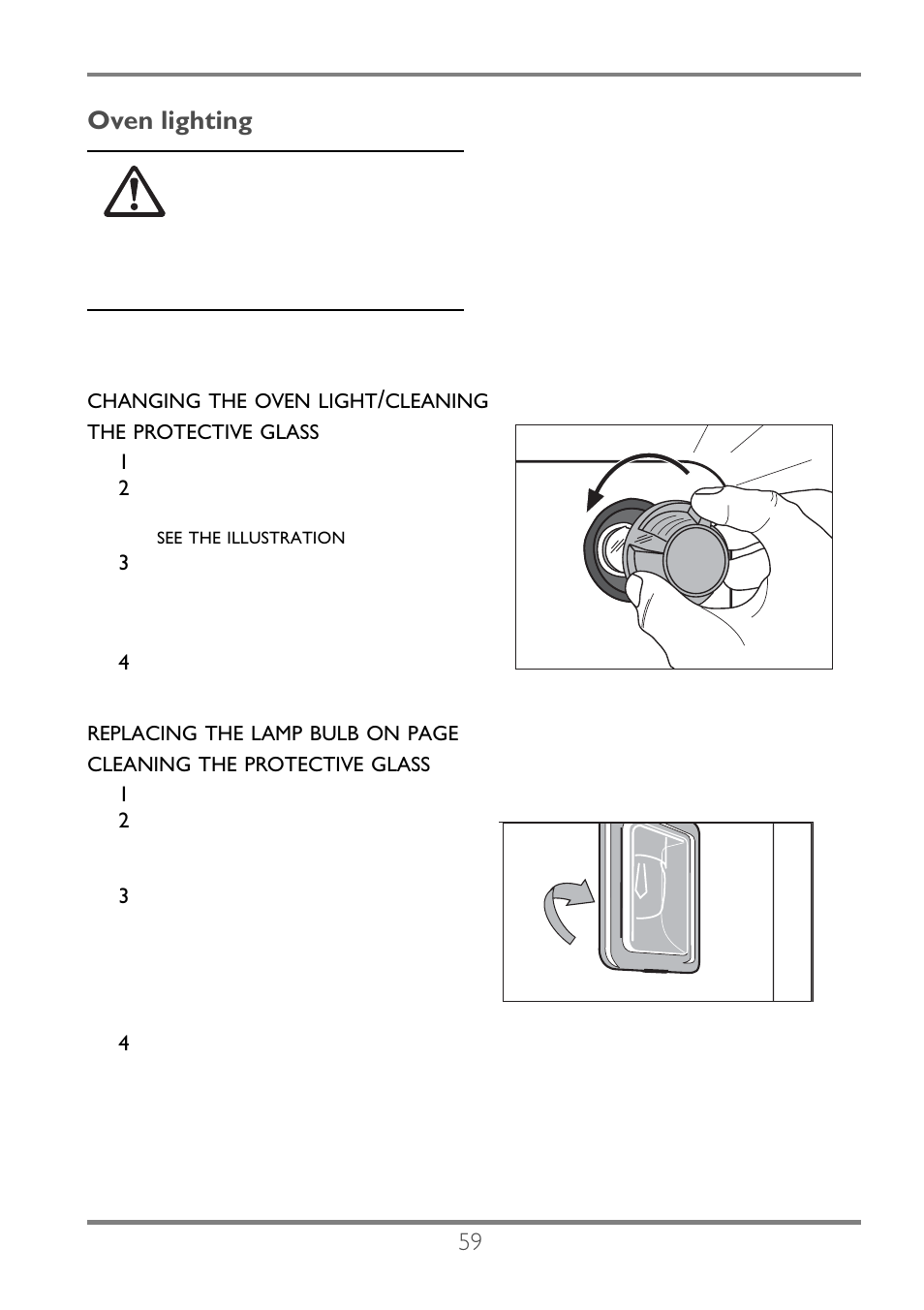 Oven lighting | Electrolux EKC60752 User Manual | Page 60 / 72