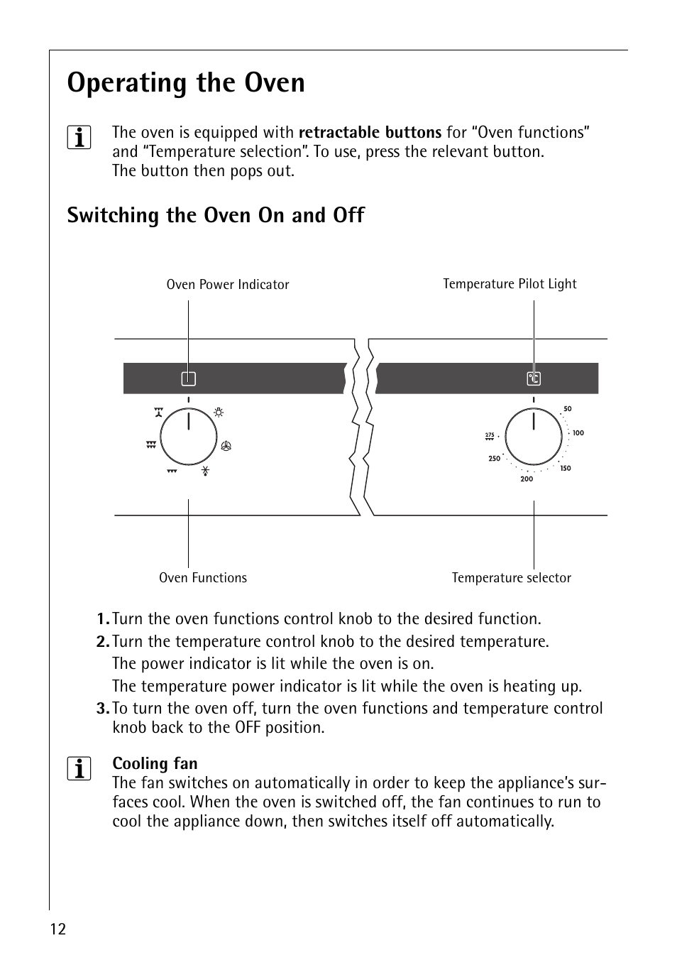 Operating the oven 3, Switching the oven on and off | Electrolux B3101-4 User Manual | Page 12 / 48