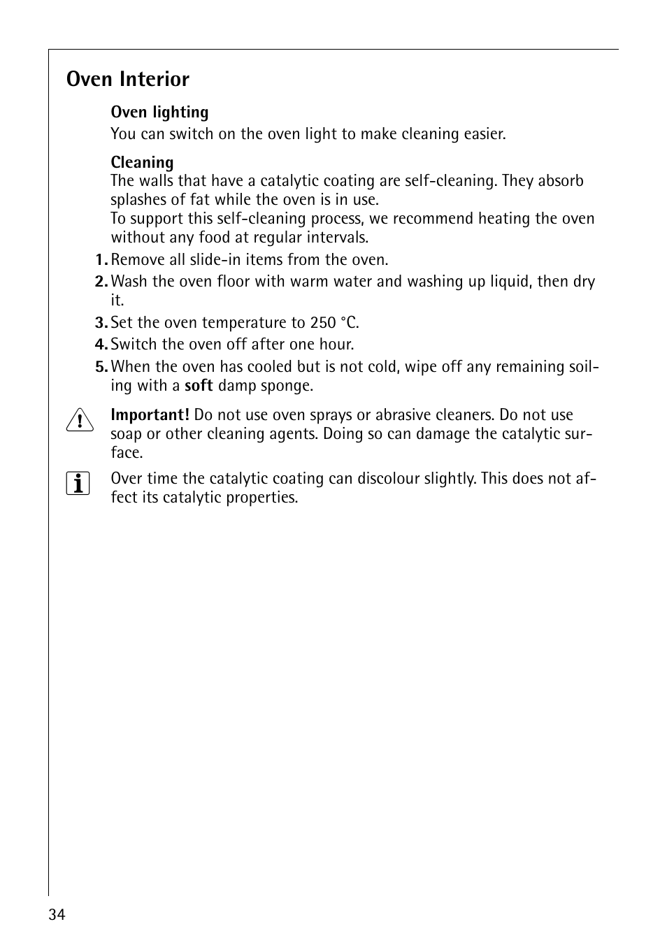 Oven interior | Electrolux B3101-4 User Manual | Page 34 / 48