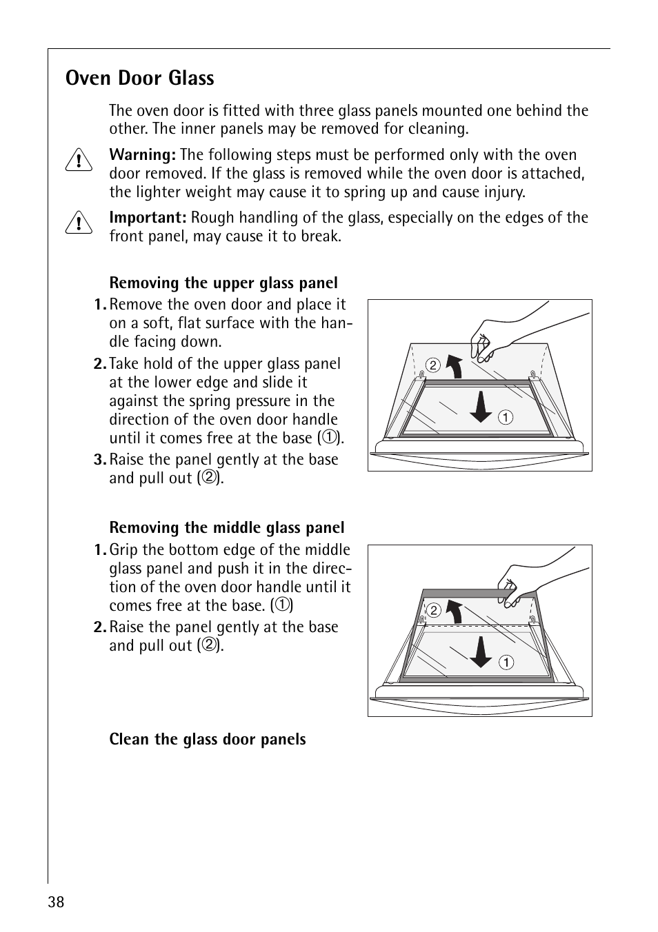 Oven door glass | Electrolux B3101-4 User Manual | Page 38 / 48