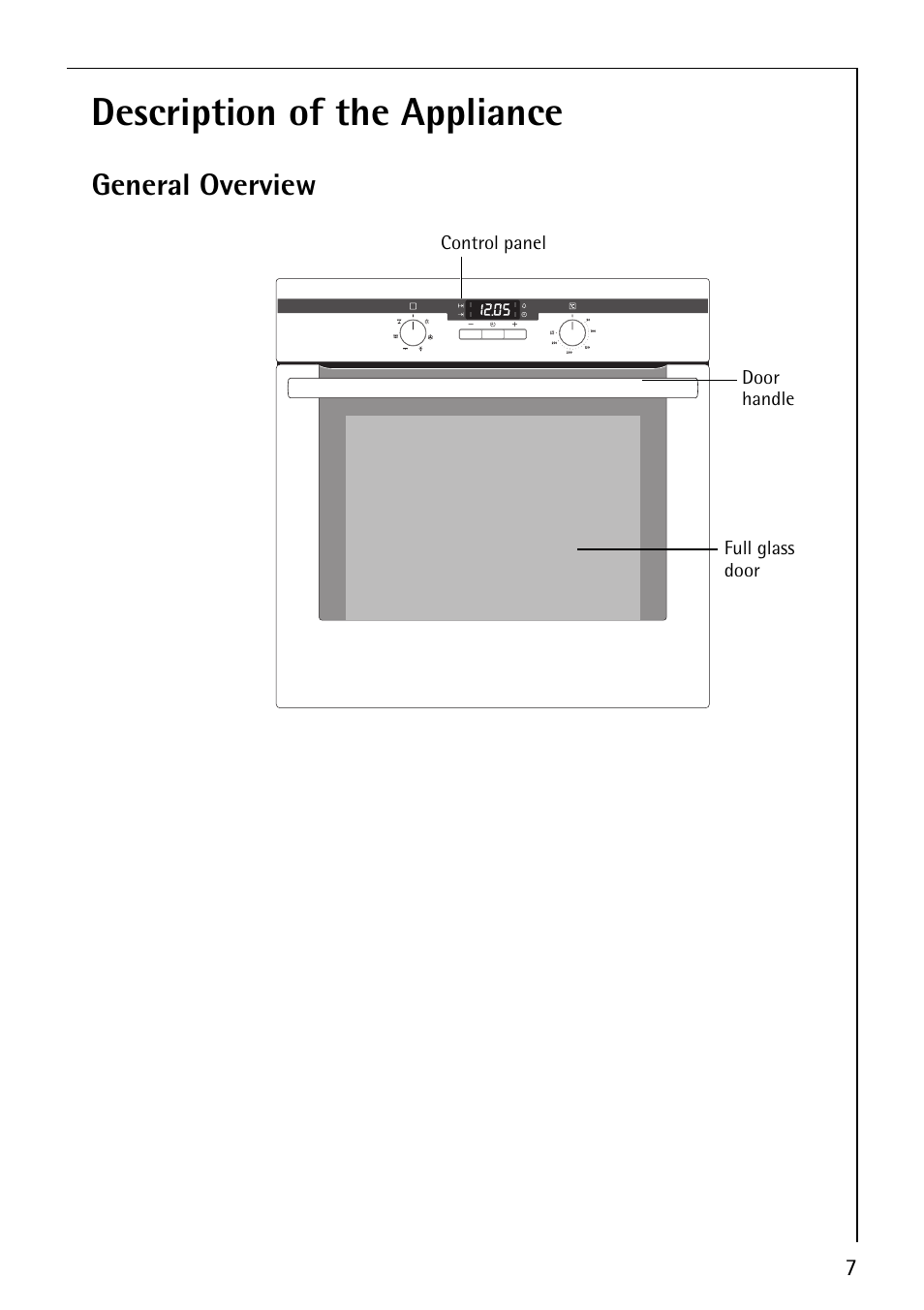 Description of the appliance, General overview | Electrolux B3101-4 User Manual | Page 7 / 48