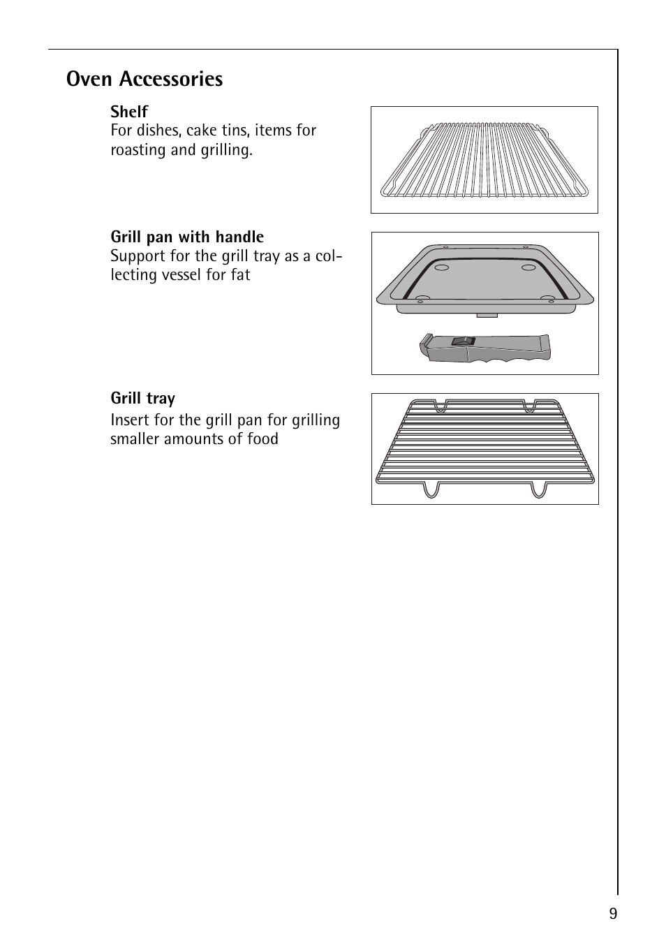 Oven accessories | Electrolux B3101-4 User Manual | Page 9 / 48