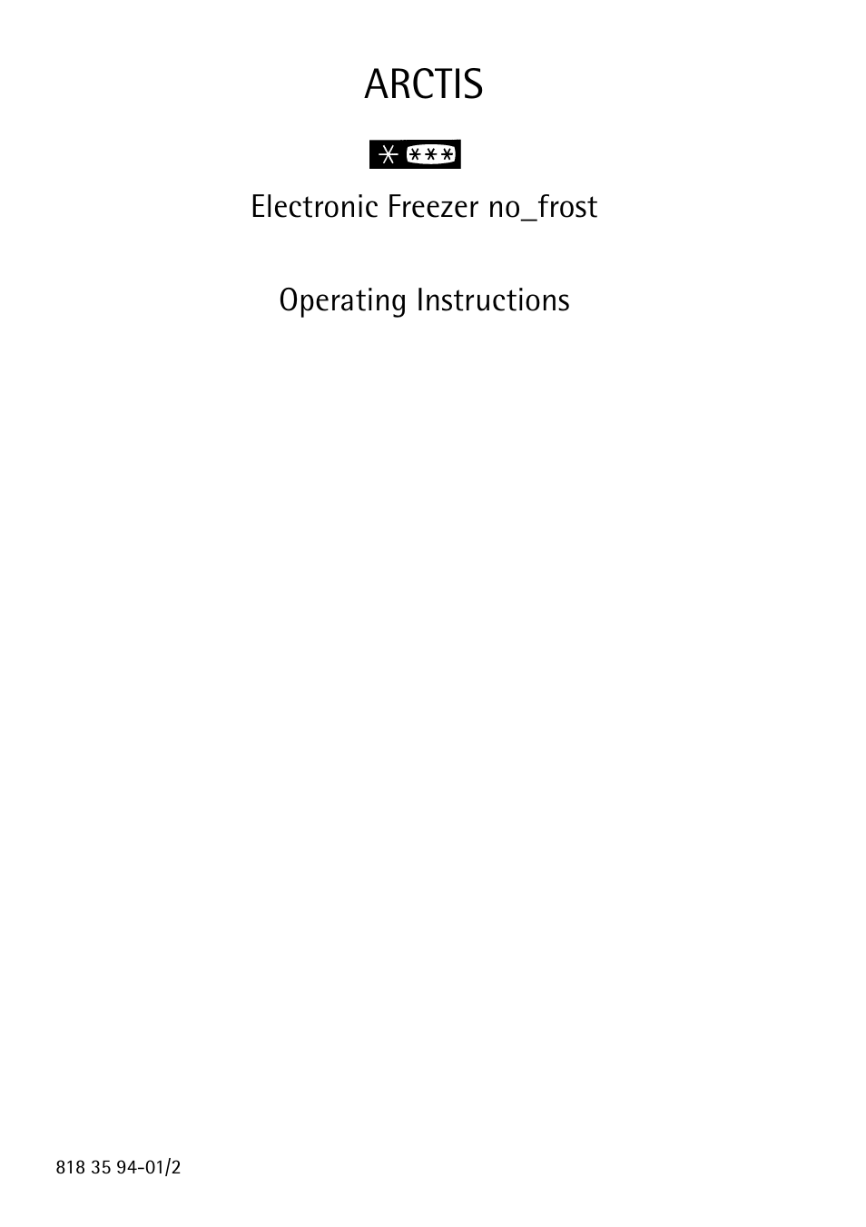 Electrolux ARCTIS 818 35 94-01/2 User Manual | 36 pages