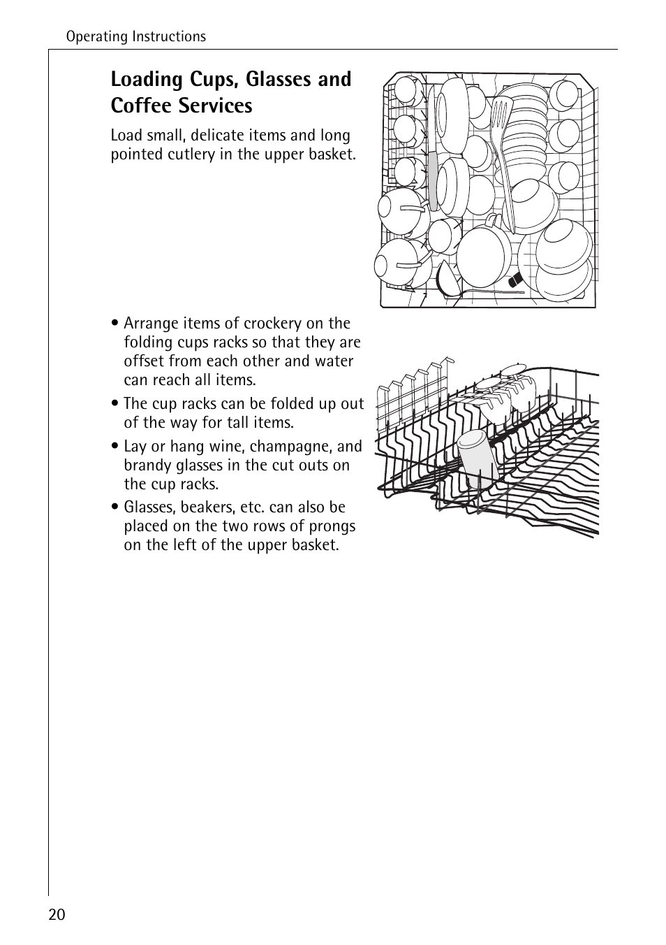 Loading cups, glasses and coffee services | Electrolux 50740 User Manual | Page 20 / 44