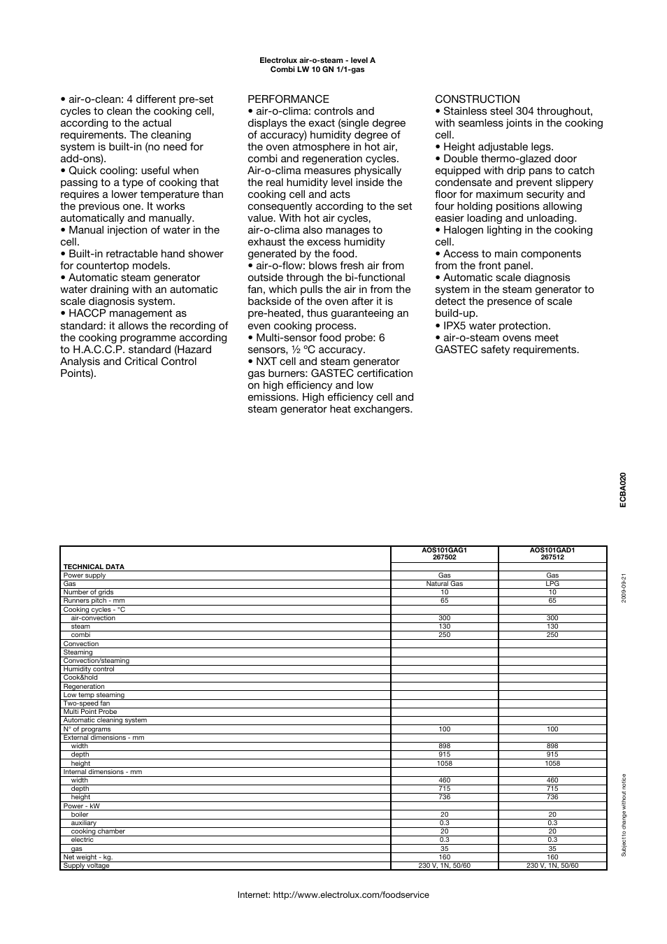 Electrolux Air-O-Steam AOS101GAD1 User Manual | Page 2 / 4