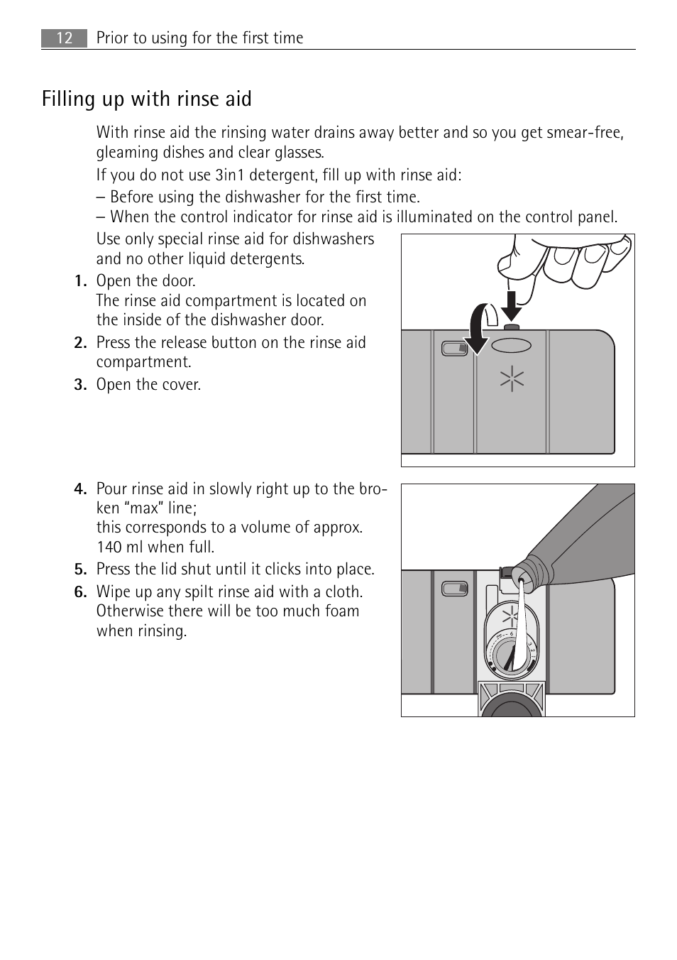 Filling up with rinse aid | Electrolux 60870 User Manual | Page 12 / 48