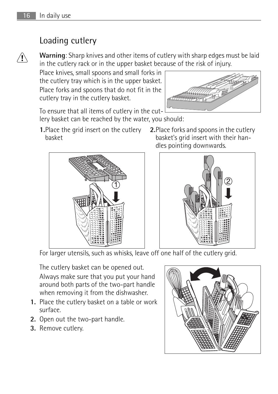Loading cutlery | Electrolux 60870 User Manual | Page 16 / 48