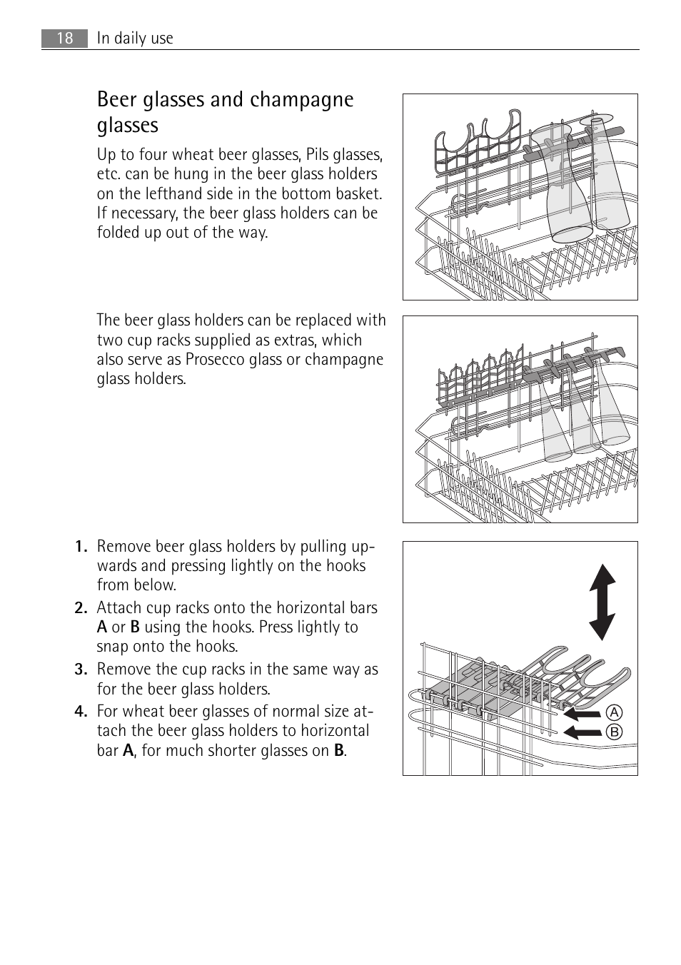 Beer glasses and champagne glasses | Electrolux 60870 User Manual | Page 18 / 48