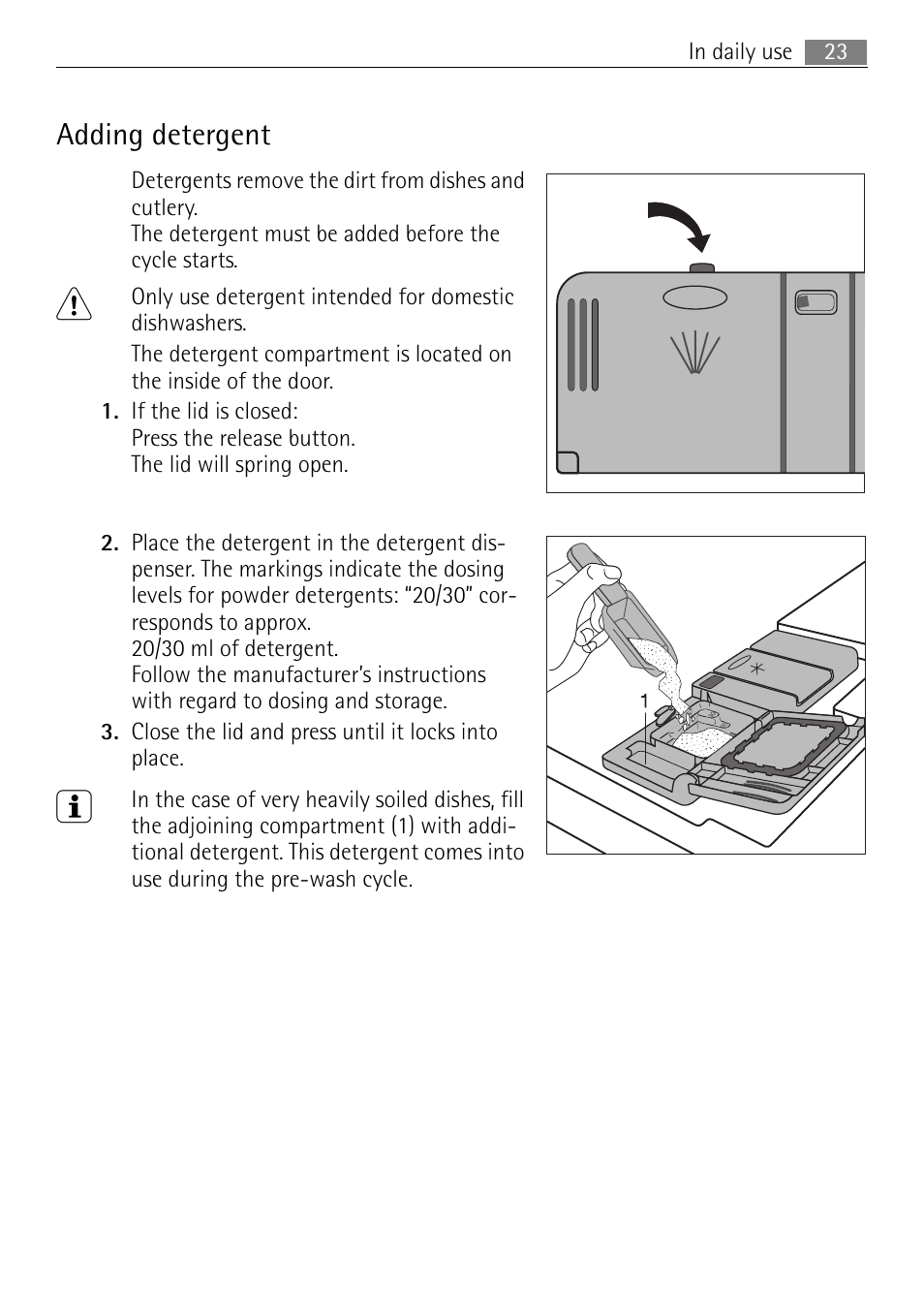 Adding detergent | Electrolux 60870 User Manual | Page 23 / 48