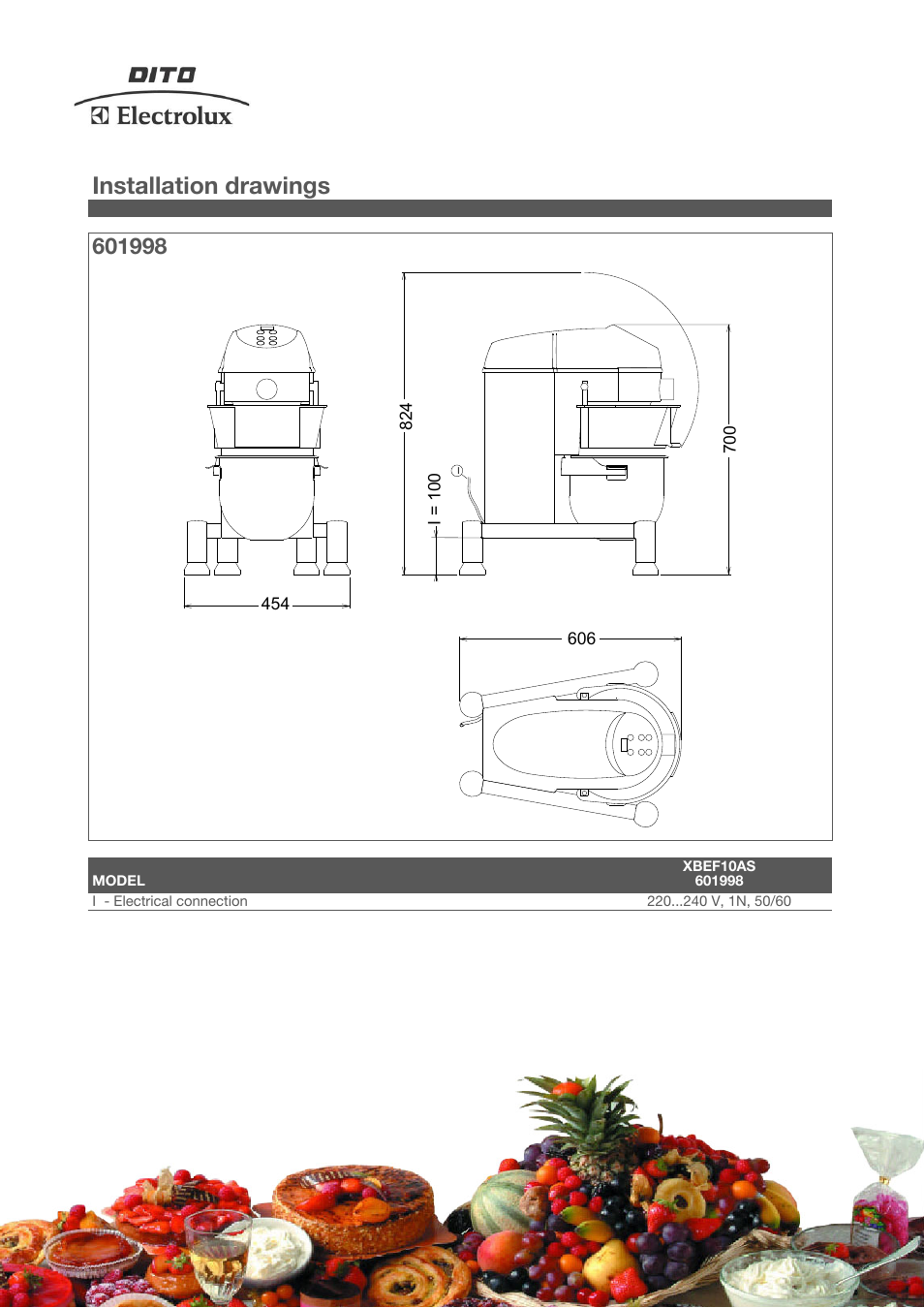 Installation drawings | Electrolux XBEF10AS User Manual | Page 3 / 4