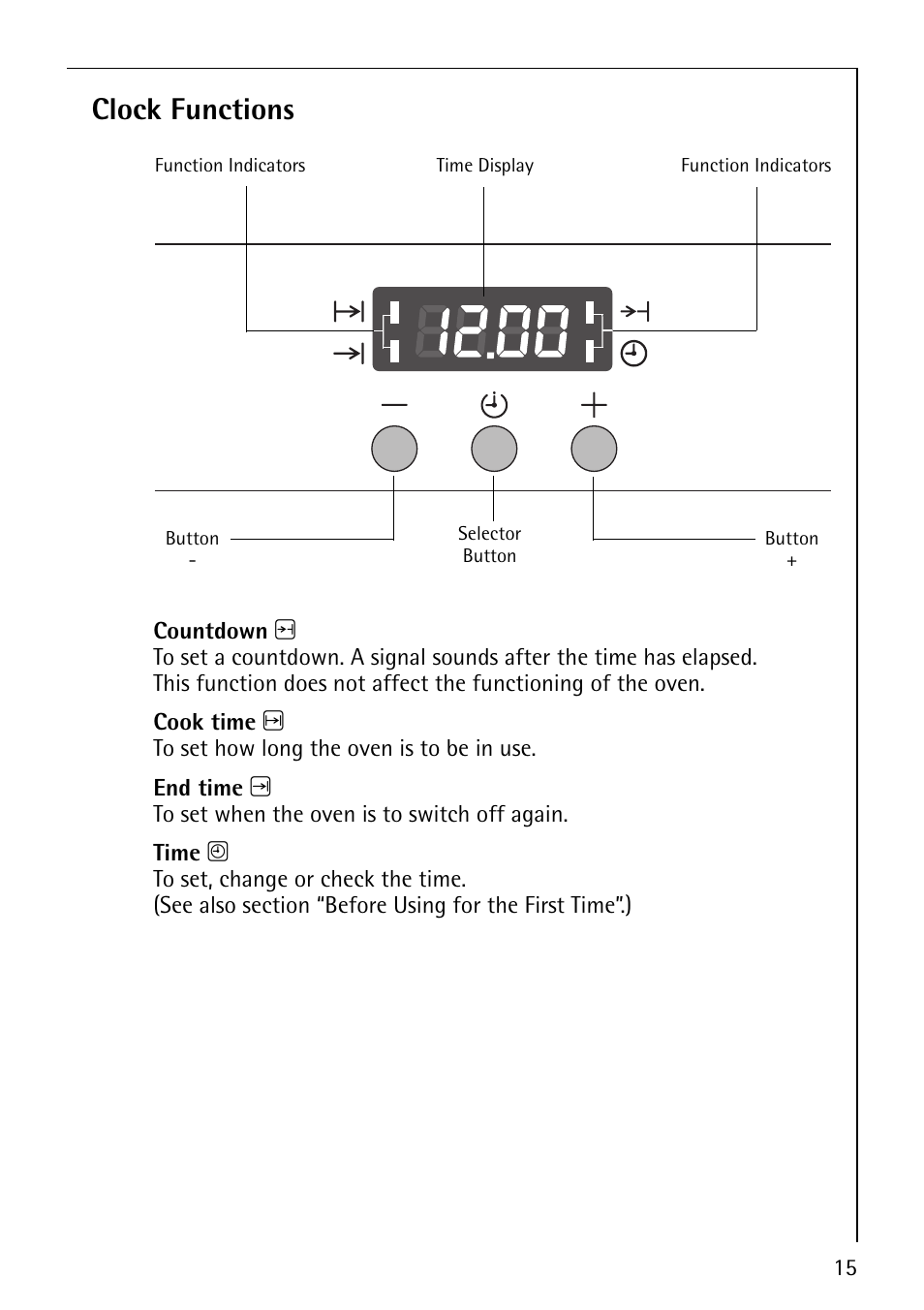 Clock functions | Electrolux COMPETENCE B1100-3 User Manual | Page 15 / 44