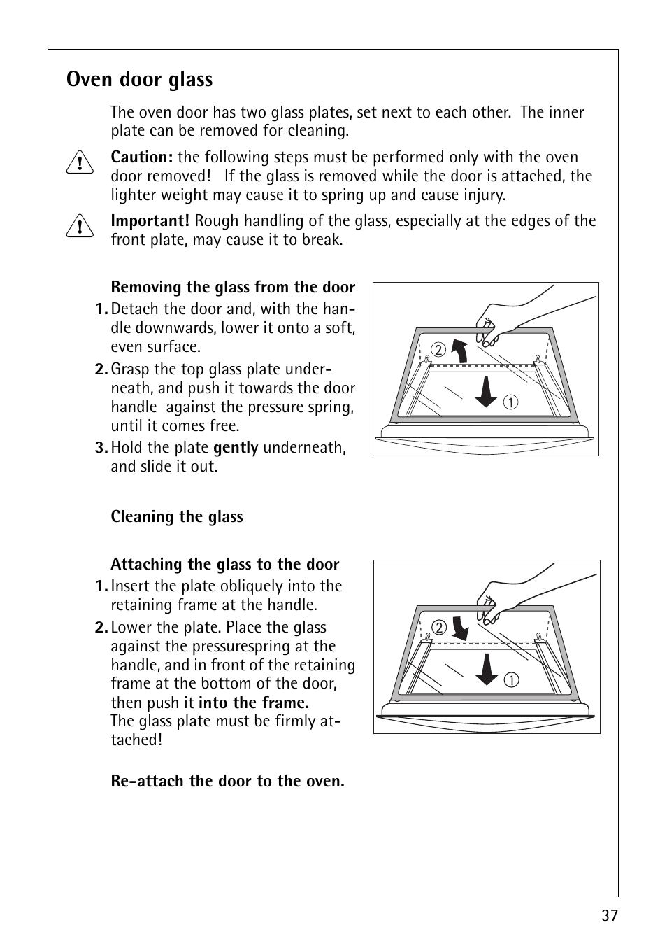 Oven door glass | Electrolux COMPETENCE B1100-3 User Manual | Page 37 / 44