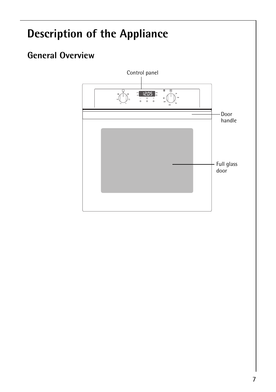 Description of the appliance, General overview | Electrolux COMPETENCE B1100-3 User Manual | Page 7 / 44