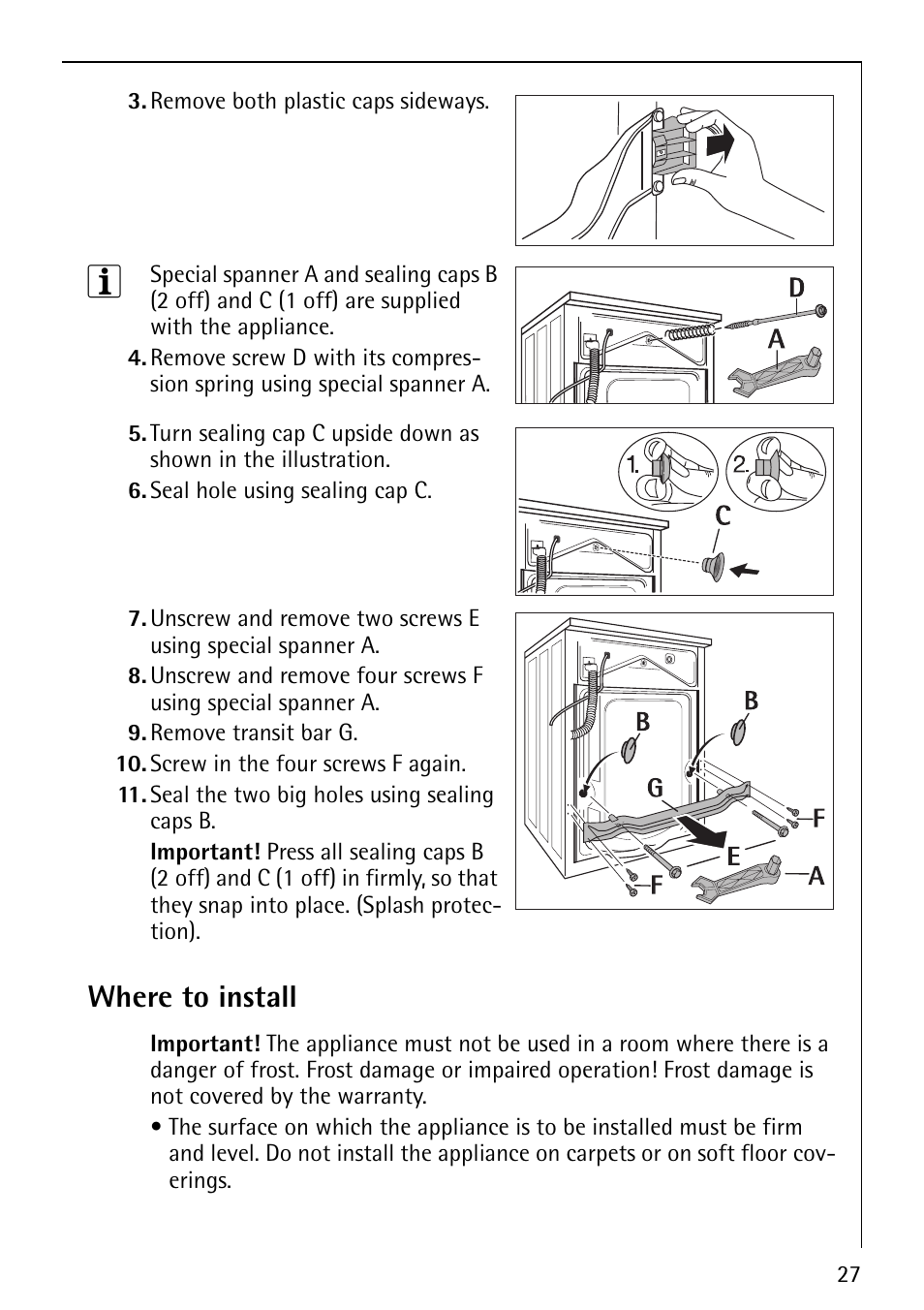 Where to install | Electrolux LAVAMAT 62610 User Manual | Page 27 / 36