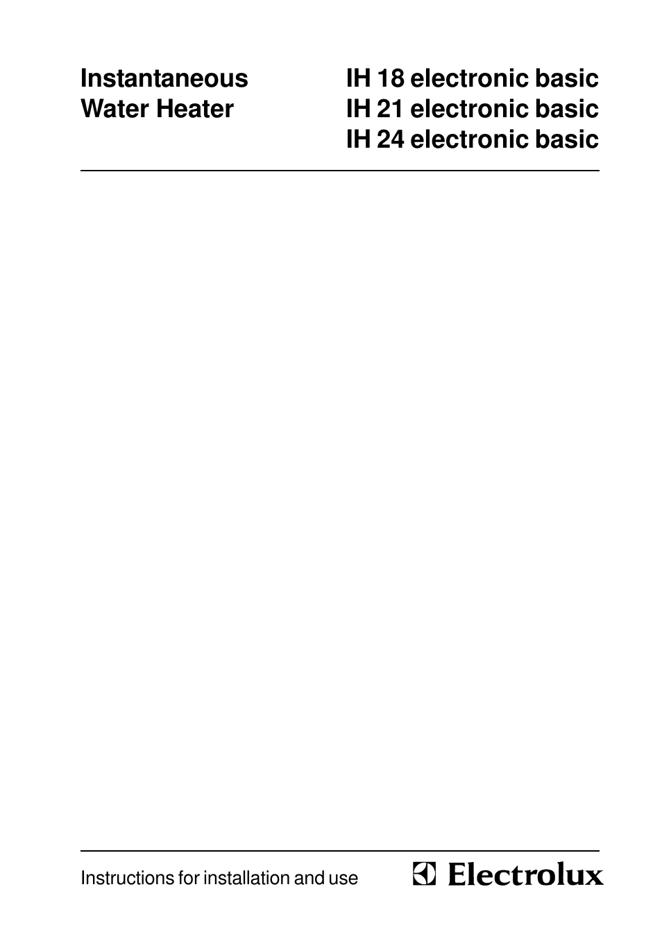 Electrolux ELECTRONIC BASIC IH 18 User Manual | 20 pages