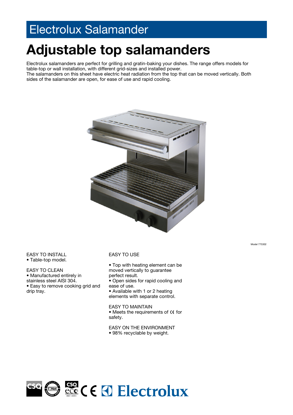 Electrolux 775302 User Manual | 2 pages