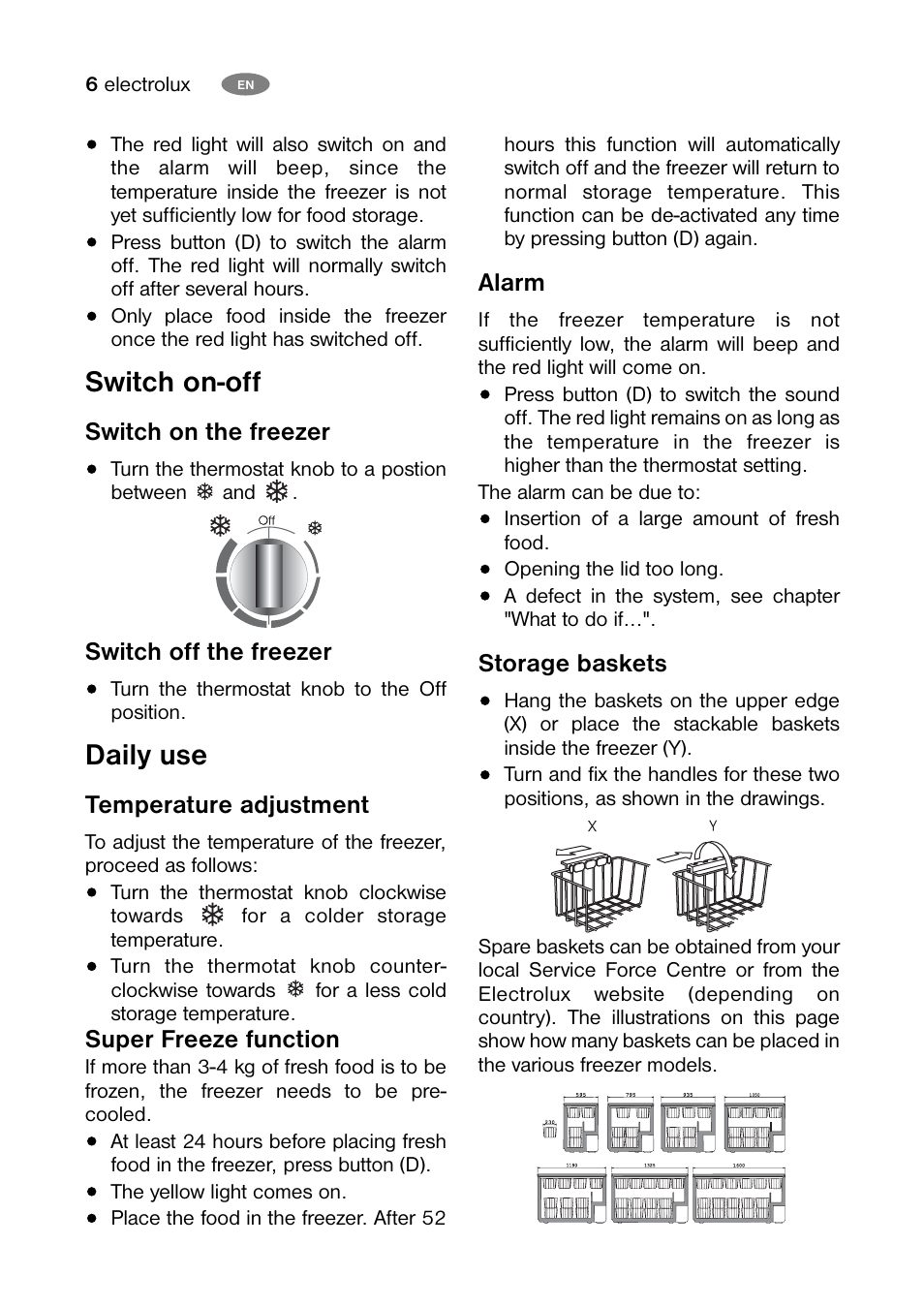 Switch on-off, Daily use | Electrolux ECN 30104 W User Manual | Page 6 / 16