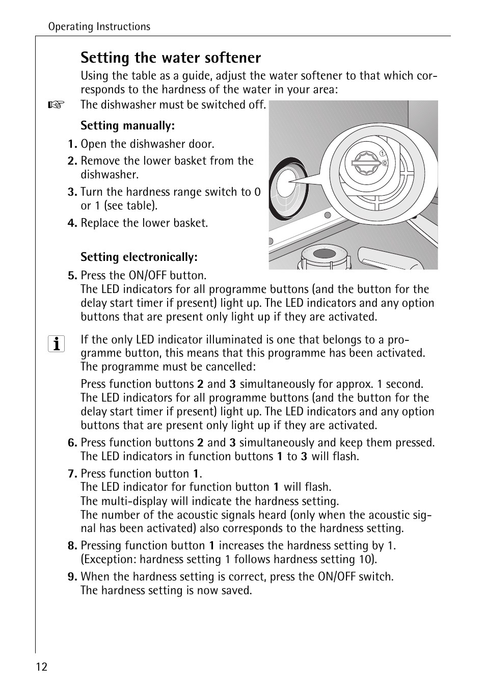 Setting the water softener | Electrolux 86070 VI User Manual | Page 12 / 52