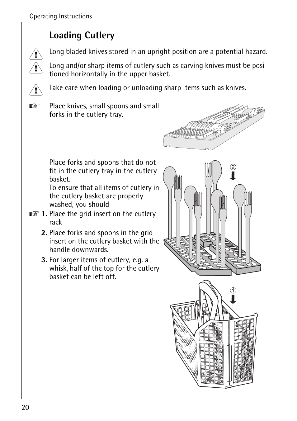 Loading cutlery | Electrolux 86070 VI User Manual | Page 20 / 52