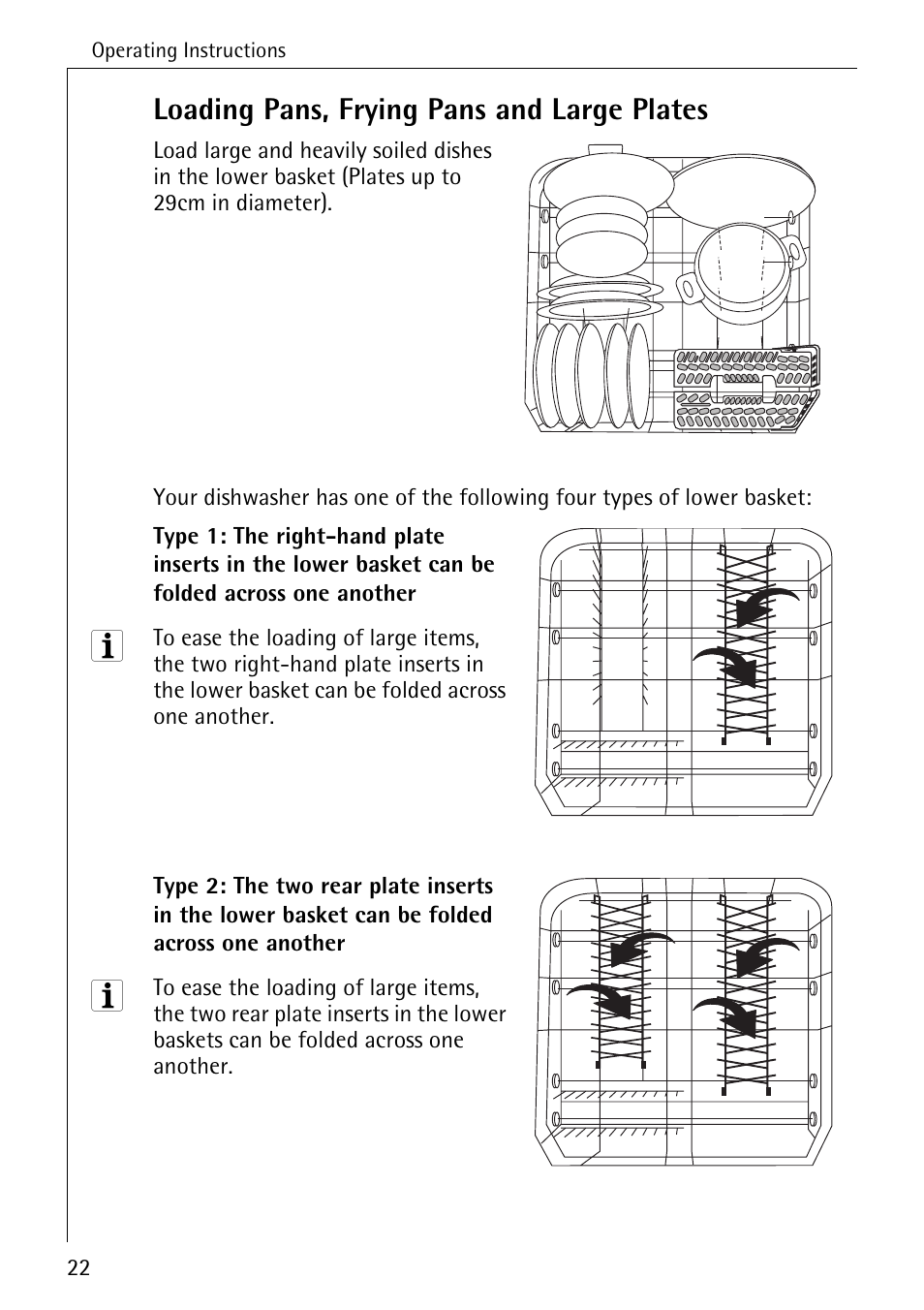 Loading pans, frying pans and large plates | Electrolux 86070 VI User Manual | Page 22 / 52