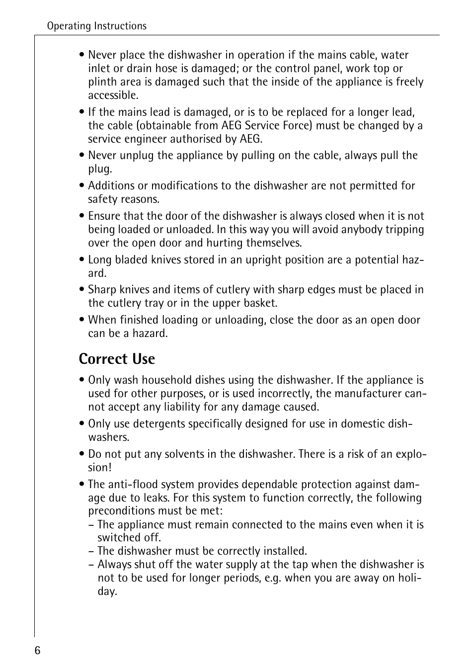 Correct use | Electrolux 86070 VI User Manual | Page 6 / 52