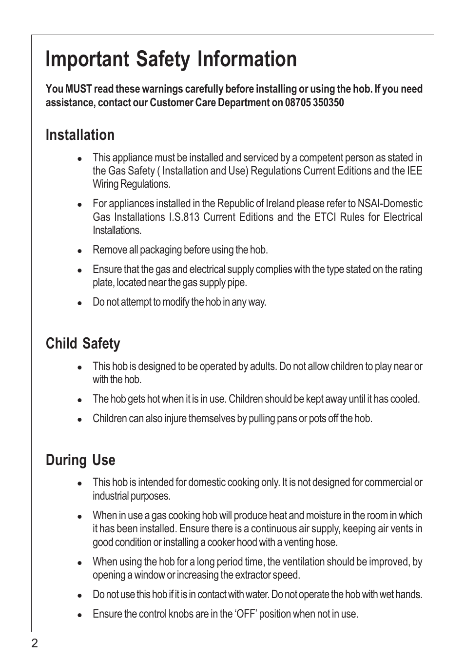 Important safety information, Installation, Child safety | During use | Electrolux 61502 G User Manual | Page 2 / 28