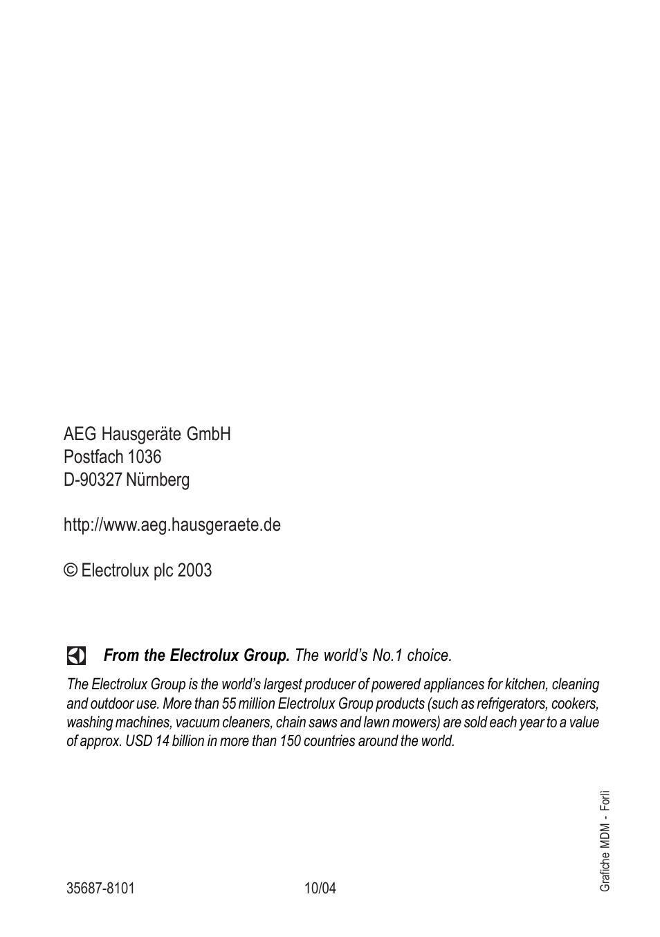 Electrolux 61502 G User Manual | Page 28 / 28