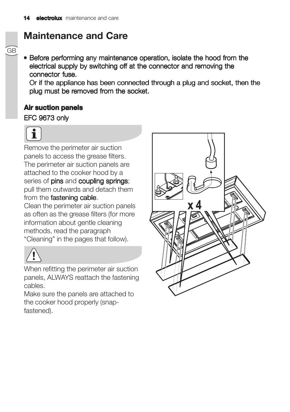 Maintenance and care | Electrolux U31180 EFC 9670-6670 User Manual | Page 14 / 80