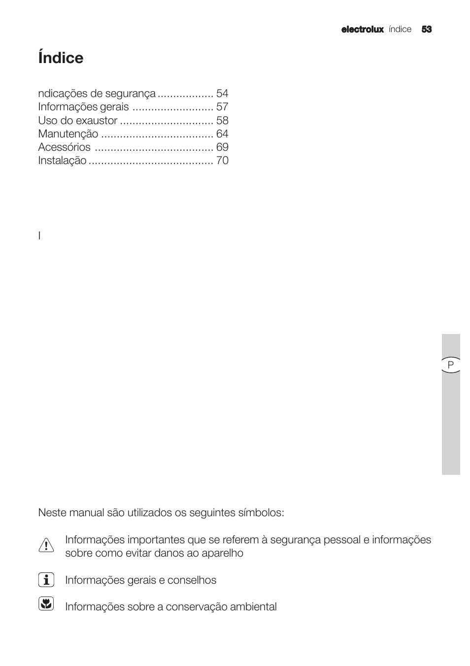 Índice | Electrolux U31180 EFC 9670-6670 User Manual | Page 53 / 80