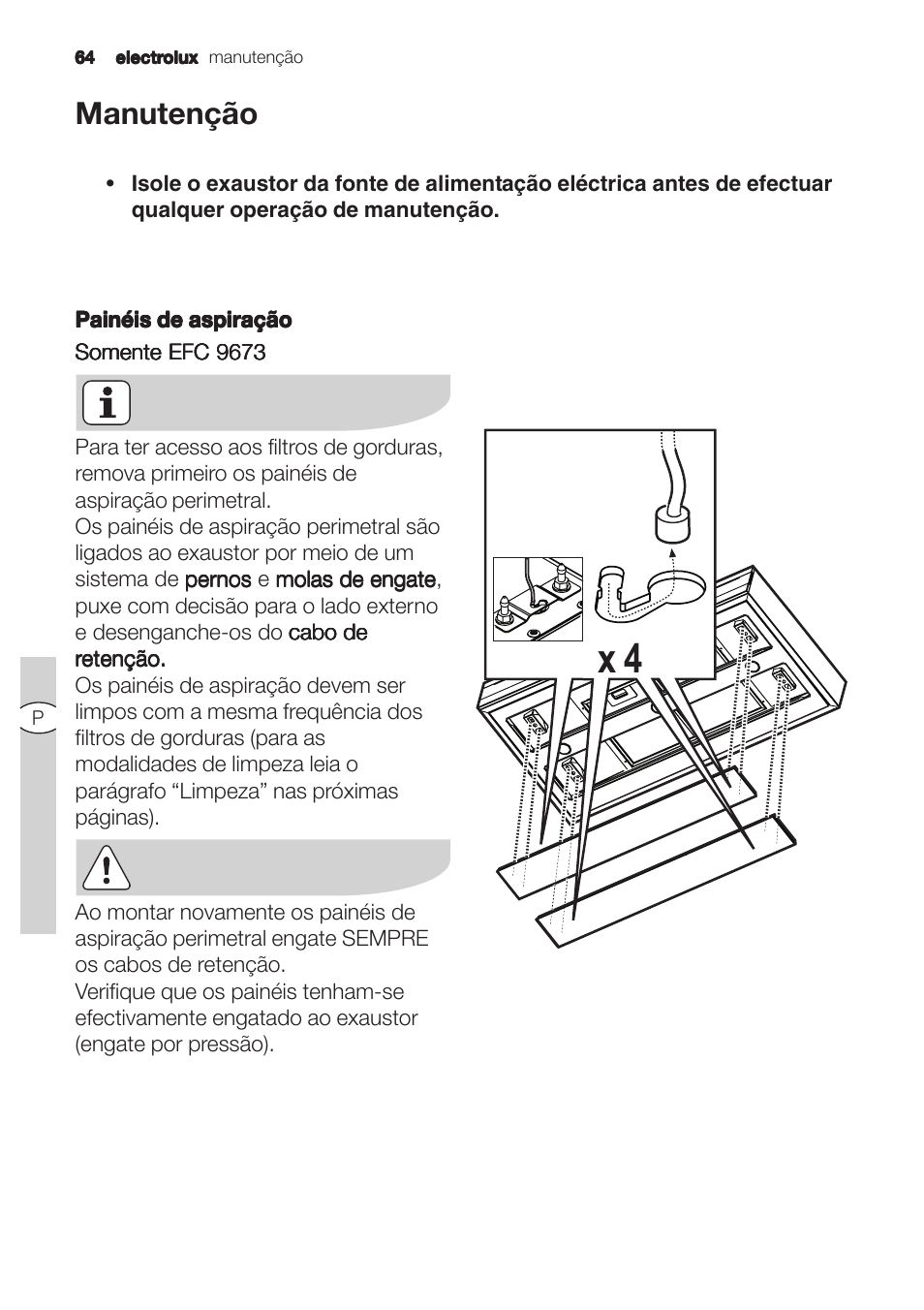 Manutenção | Electrolux U31180 EFC 9670-6670 User Manual | Page 64 / 80