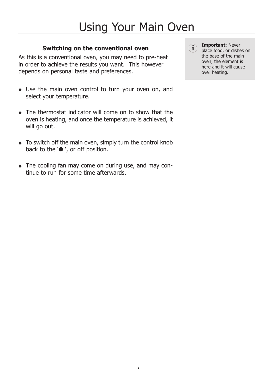 Using your main oven | Electrolux EKM11340KN User Manual | Page 10 / 36