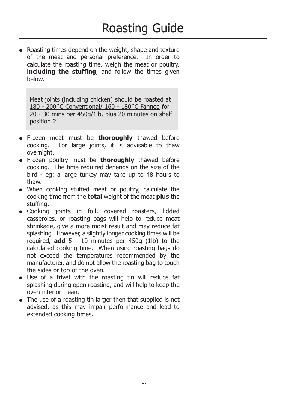 Roasting guide | Electrolux EKM11340KN User Manual | Page 13 / 36