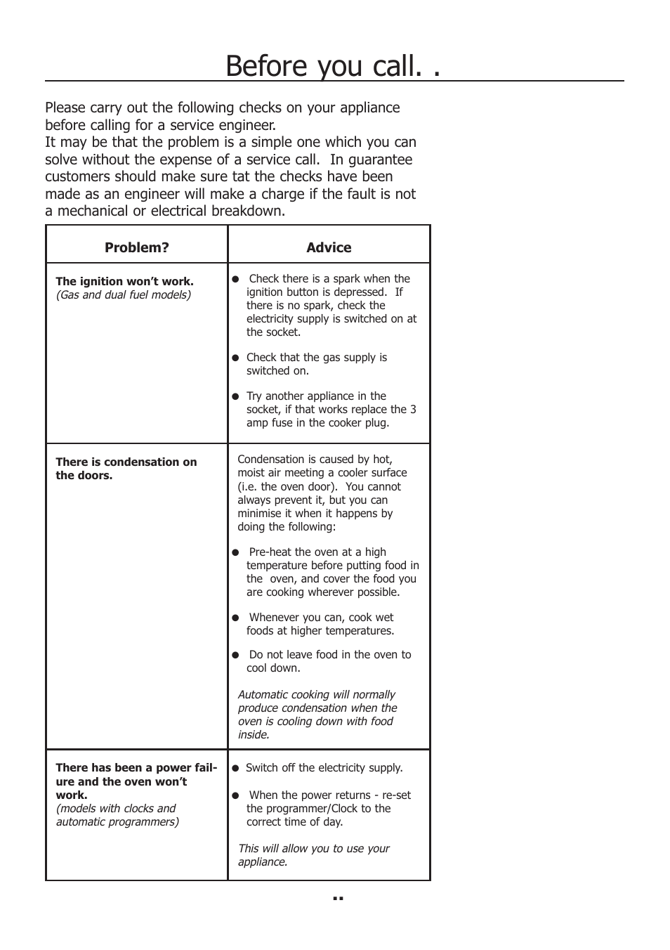 Before you call | Electrolux EKM11340KN User Manual | Page 21 / 36