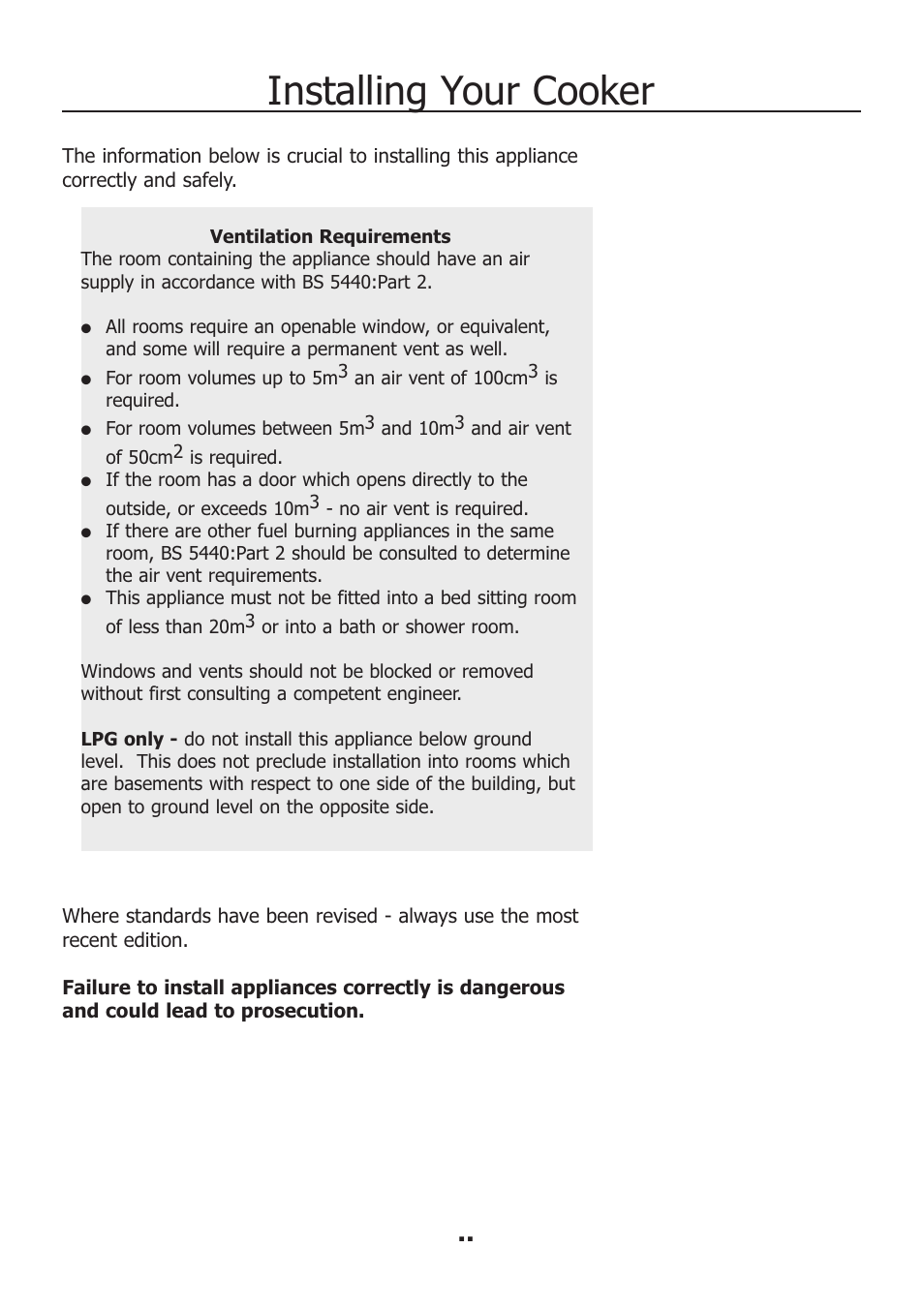 Installing your cooker | Electrolux EKM11340KN User Manual | Page 24 / 36