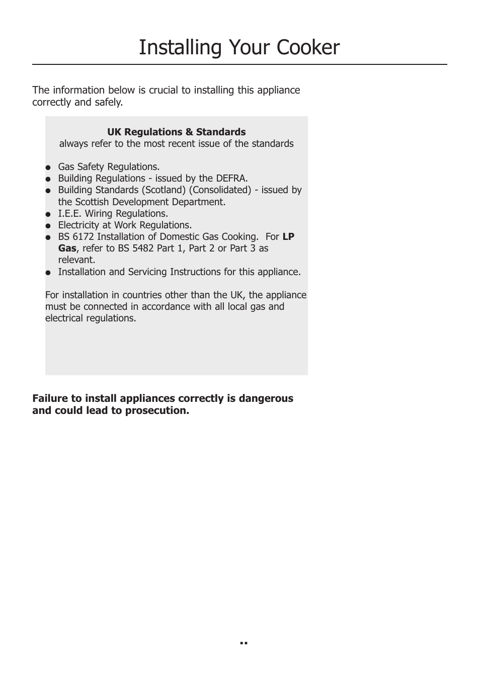 Installing your cooker | Electrolux EKM11340KN User Manual | Page 25 / 36